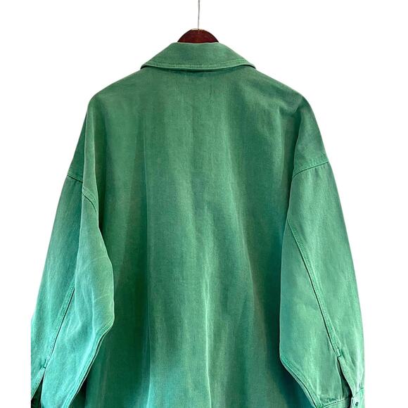 Free People We The Free Madison City Denim Jacket Size Medium Kelly Green NWT - Picture 5 of 8